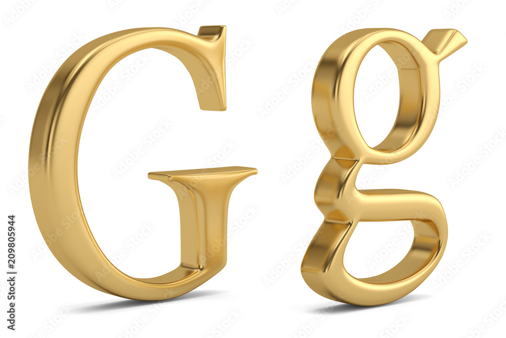 Gold metal g alphabet isolated on white background 3D illustration. Gold metal g alphabet isolated on white background 3D illustration.