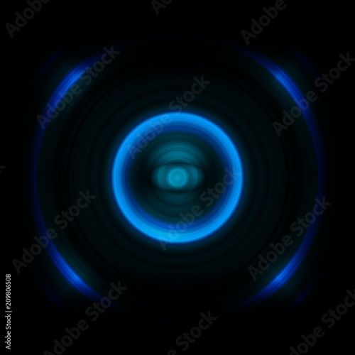 Abstract blue eye reflections on black background