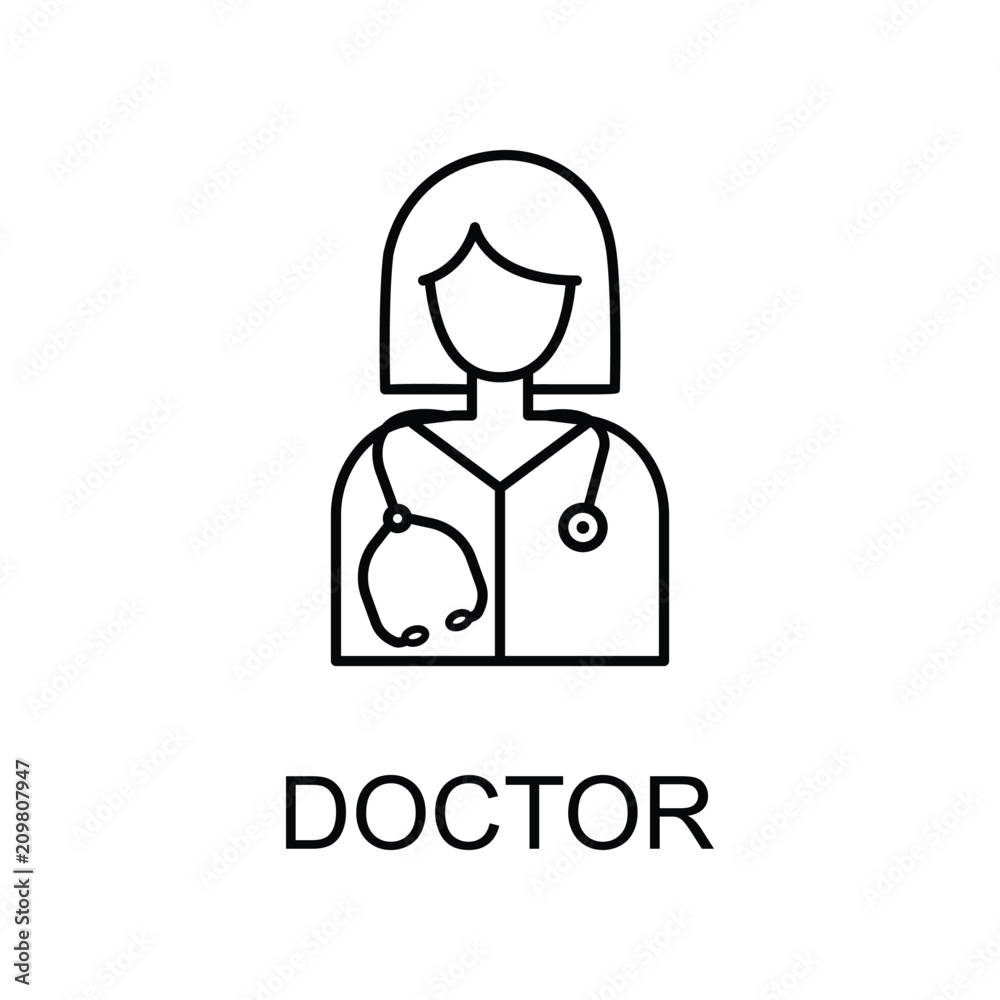 doctor line icon. Element of medicine icon with name for mobile concept and web apps. Thin line doctor icon can be used for web and mobile doctor line icon. Element of medicine icon with name for mobile concept and web apps. Thin line doctor icon can be used for web and mobile