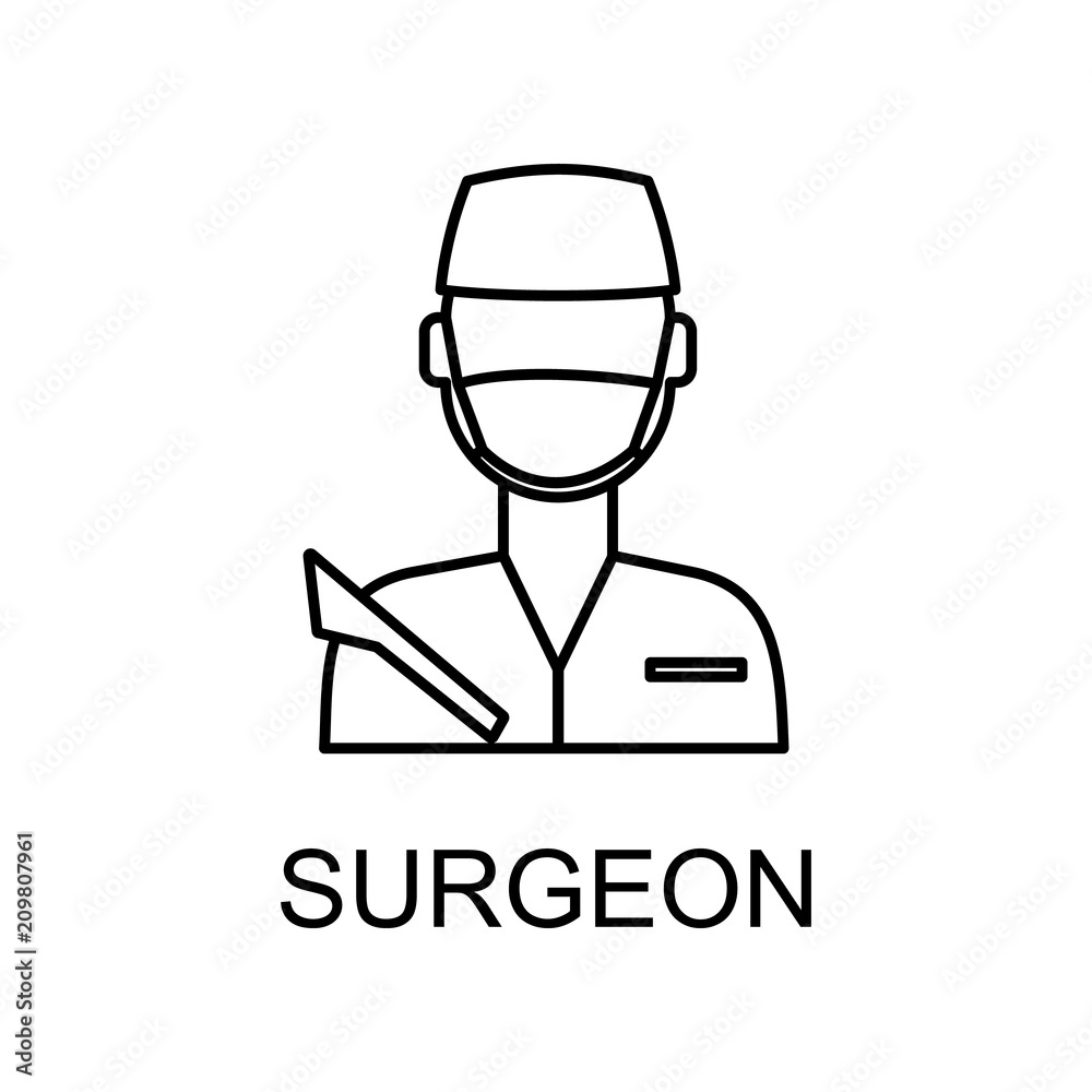 surgeon line icon. Element of medicine icon with name for mobile concept and web apps. Thin line surgeon icon can be used for web and mobile