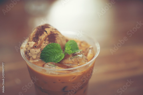 coffee with ice in cafe