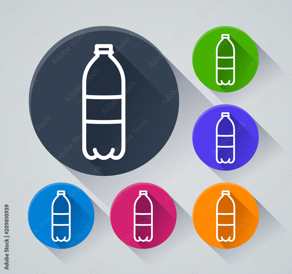 bottle circle icons with shadow bottle circle icons with shadow