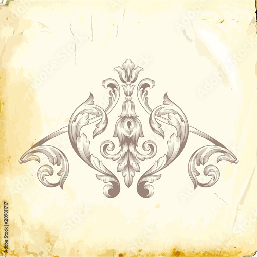 Vector baroque of vintage elements for design. 