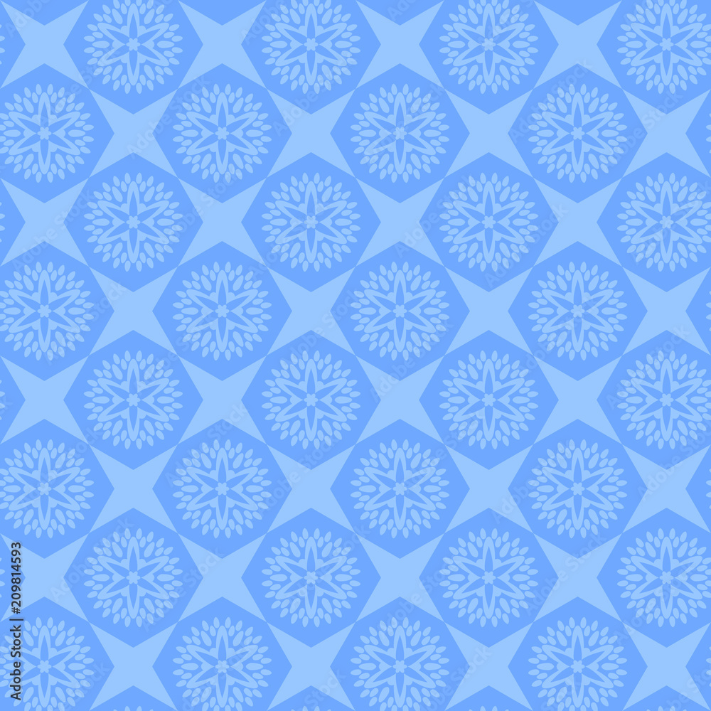 stars and flowers on blue background. vector seamless pattern. textile paint. fabric swatch. wrapping paper. pastel colors