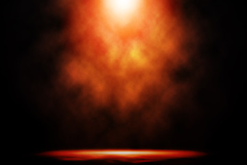Red fire smoke stage night studio entertainment background.