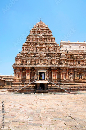 Decorated walls and gopura, Airavatesvara Temple, Darasuram, Tamil Nadu. View from South. photo