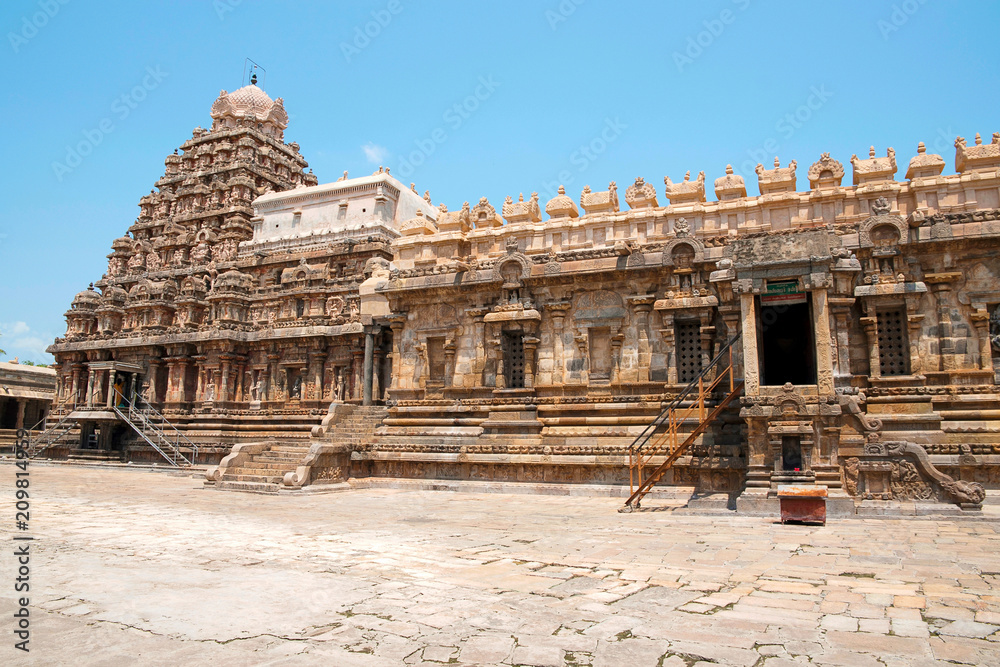 Decorated walls and gopuram, Airavatesvara Temple, Darasuram, Tamil Nadu. View from South.
