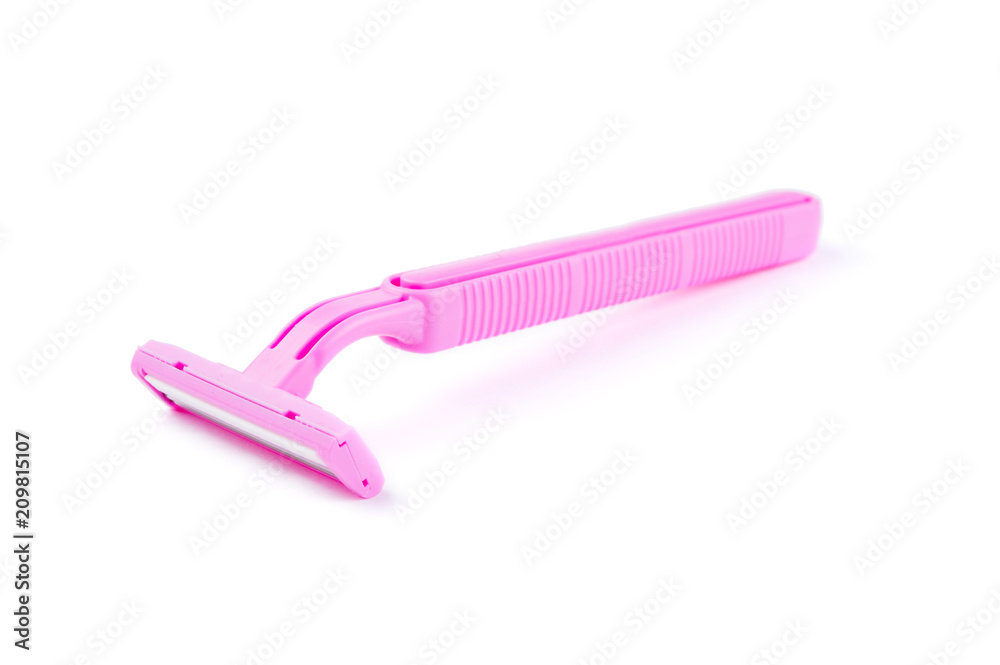 One Pink lady shaver isolated on white background One Pink lady shaver isolated on white background