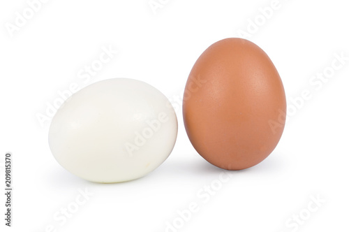 boiled eggs with whole isolated on white background