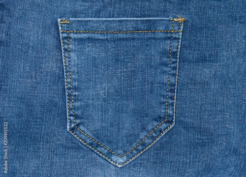 Texture of blue jeans with pocket background