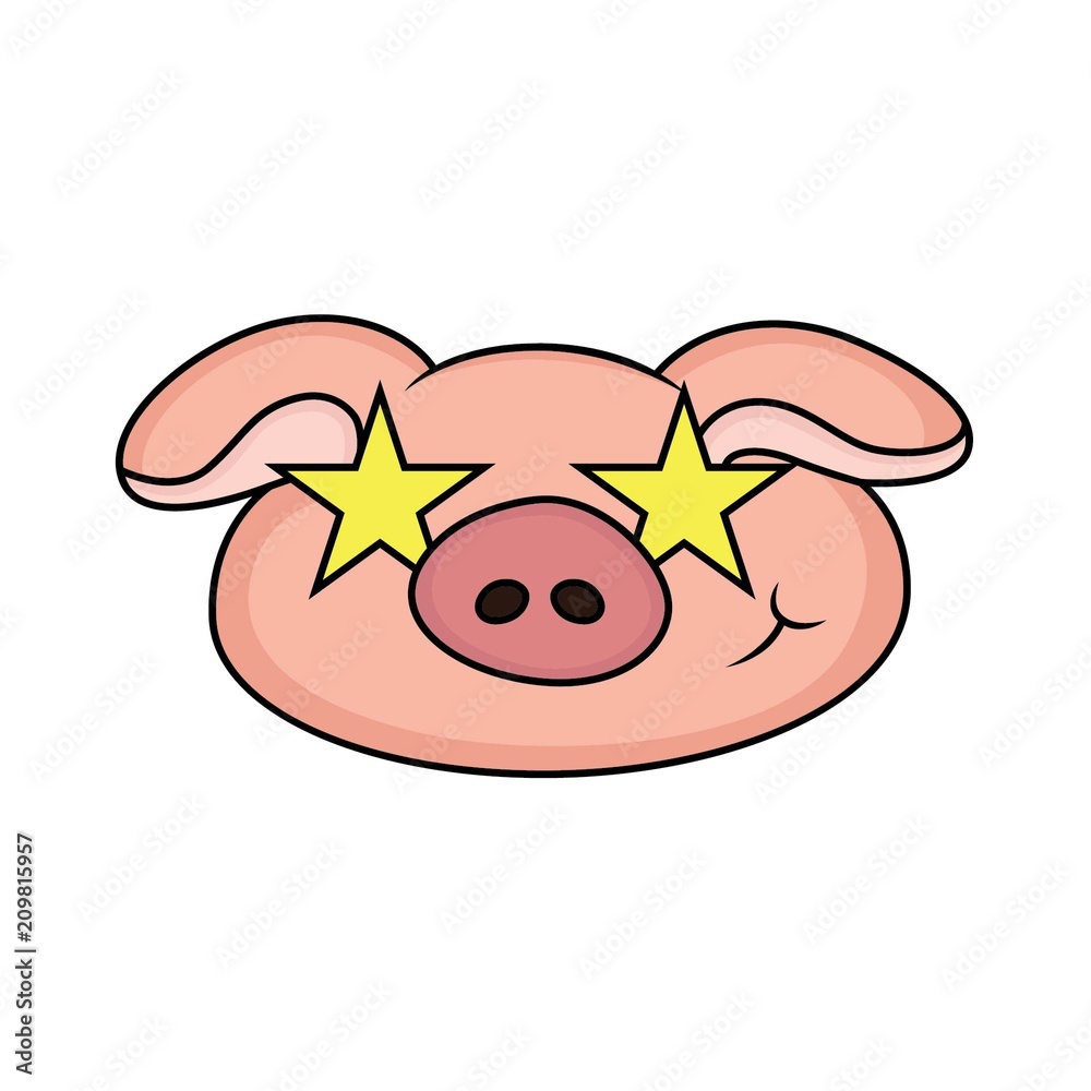 the expression of a smiling pig cartoon with star eye Stock Illustration | Adobe Stock the expression of a smiling pig cartoon with star eye Stock Illustration | Adobe Stock