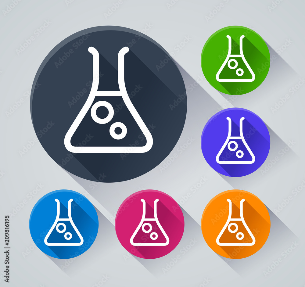 beaker circle icons with shadow beaker circle icons with shadow