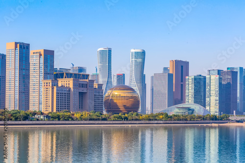 Quadro su tela Skyline of urban architectural landscape in Hangzhou