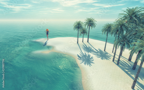 Tropical island - woman sta...
