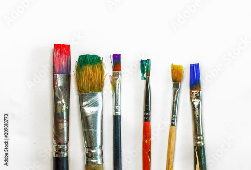 brush art painting on white paper,   artist, a set of ideas of creative inspiration.