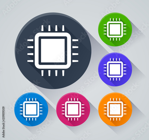 cpu circle icons with shadow