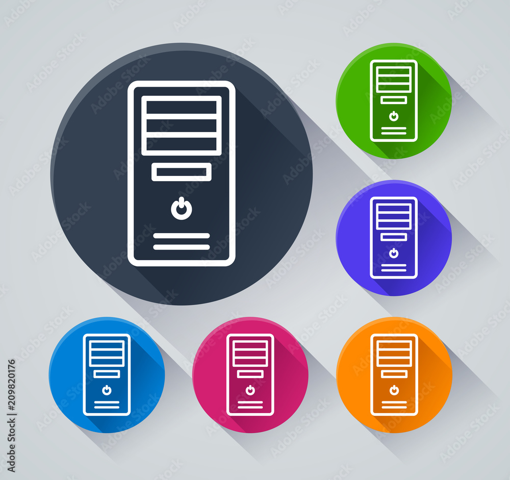 computer circle icons with shadow computer circle icons with shadow