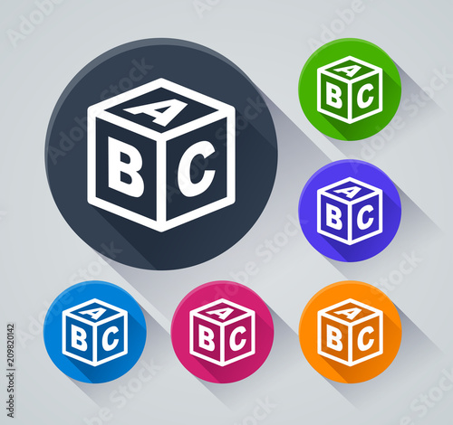 cube circle icons with shadow