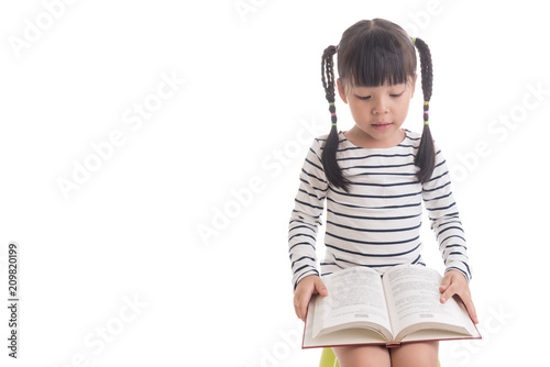 Little girl kid adorable cute book education portrait concept