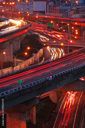 City interchange at night in taipei 