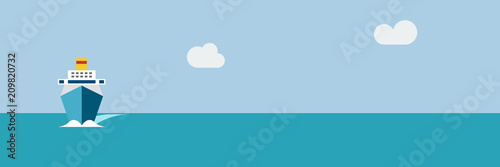 Photo cruise ship, travel agency background, vector banner