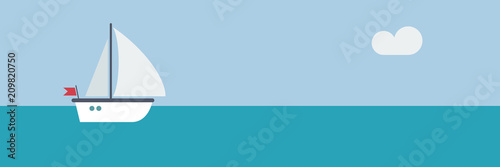 sailboat and skipper background, vector banner