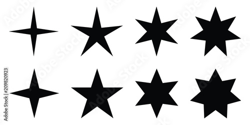 Simple star. 4, 5, 6 and 7 pointed version with two different angles.