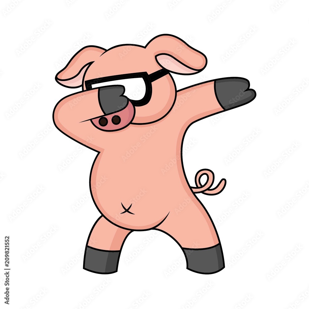 Fototapeta premium The pig was dubbing with glasses