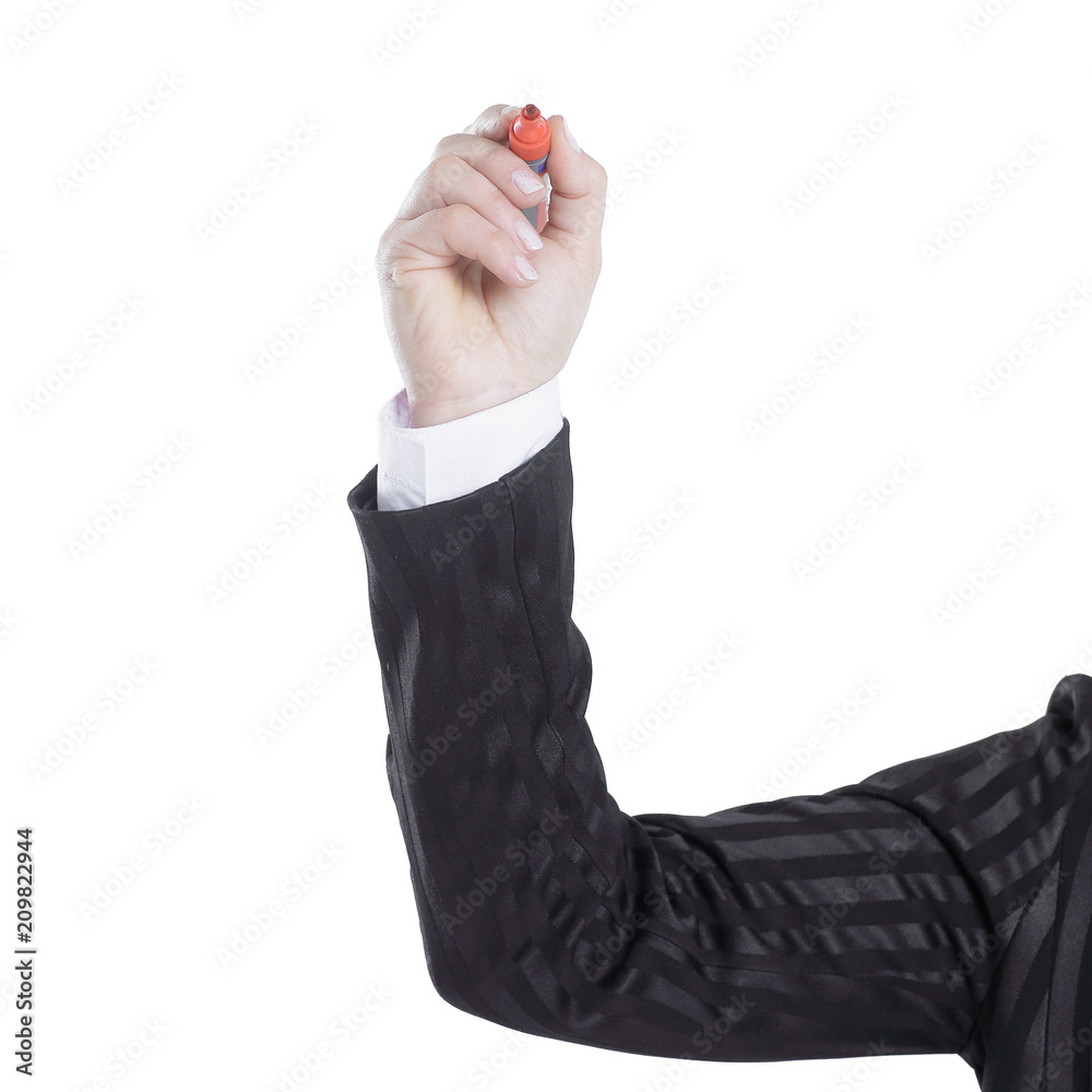 Fototapeta premium hand of business woman showing virtual point.