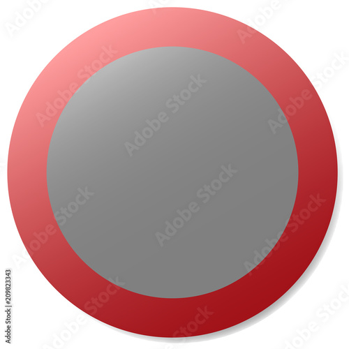 grey matte circle button with prohibitive red border, vector design for website.