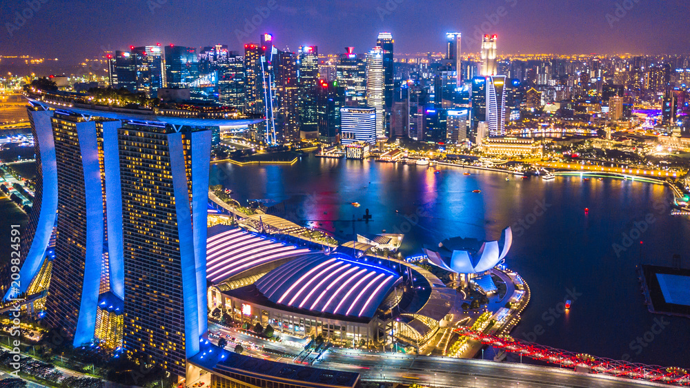 Aerial View Singapore City Skyline Most Beautiful Skyscraper And Aerial View Singapore City Skyline Most Beautiful Skyscraper And