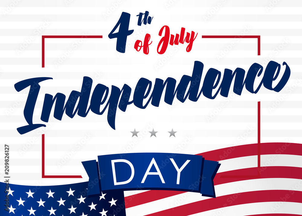 Fourth of July greeting card for USA. Happy Independence day United State of America, 4th of july. Banner, poster, template vector illustration