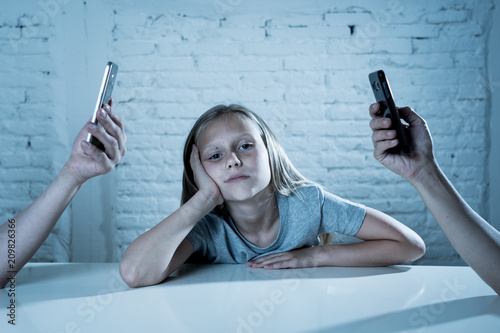 Fotografija parent mobile cell smart phone addiction neglecting child concept shoot