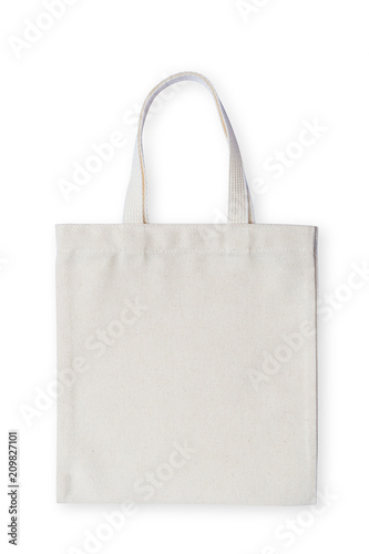 Tote bag fabric cloth shopping sack mockup isolated on white background (clipping path)