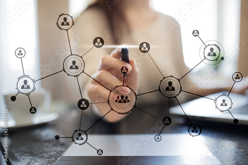 Fototapeta Naklejka Na Ścianę i Meble -  Organisation structure. People's social network. Business and technology concept.