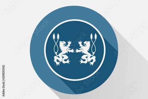 Icono azul de gárgolas y leones elegantes.