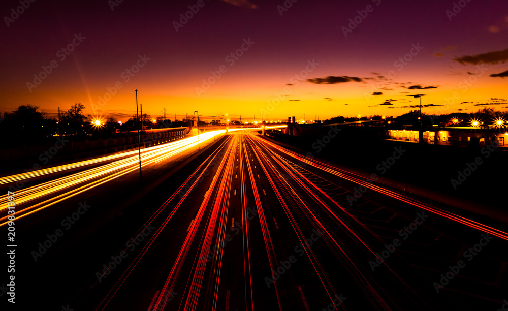 Light Trails into the Sunset