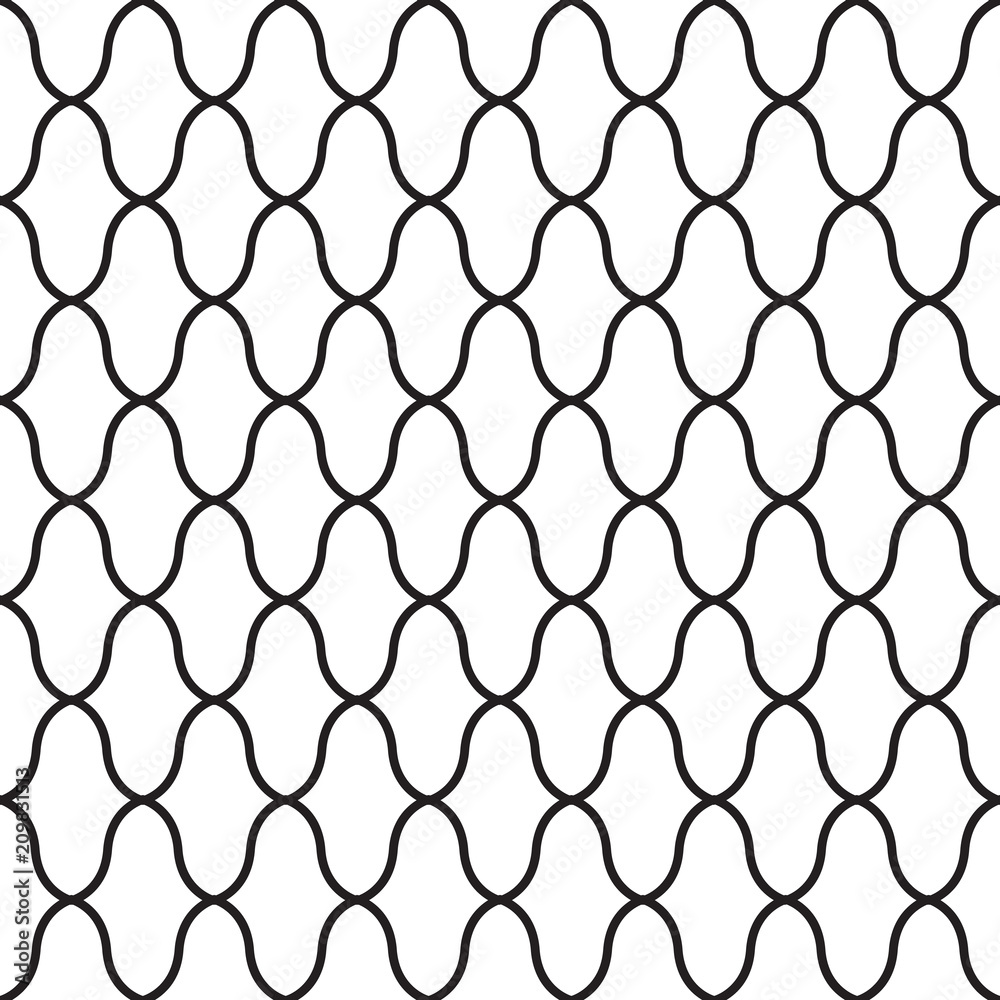 Fototapeta premium Geometric design seamless pattern. Black line. Vector illustration isolated on white background.
