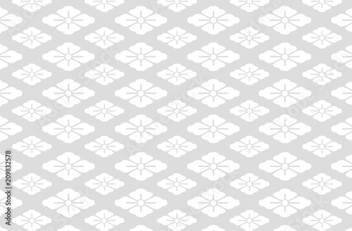 Japanese traditional pattern kimono flower petal diamond background gray