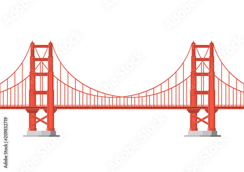 Vector illustration. Golden Gate Bridge on a white background. Flat style.