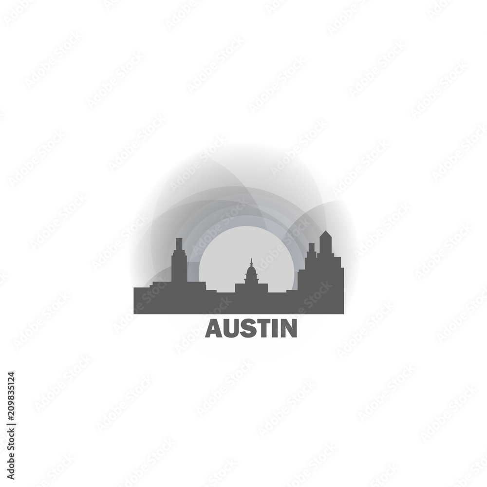 USA United States of America Austin sunrise sunset city panorama landscape skyline flat icon logo