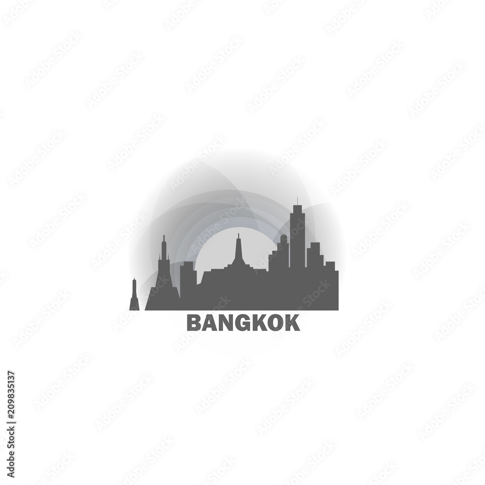 Thailand capital Bangkok sunrise sunset city panorama landscape skyline flat icon logo