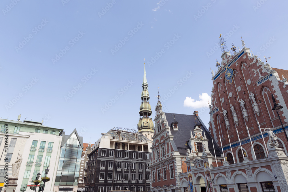 City Hall Square with House of the Blackheads in Old Town of Riga, Latvia