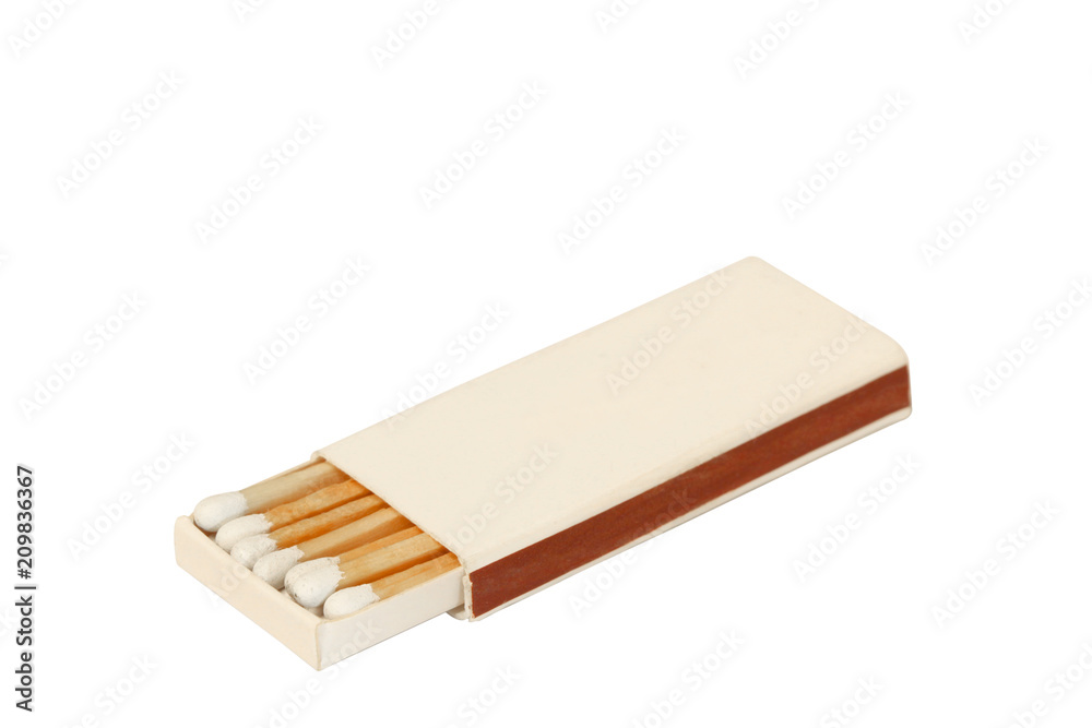 stick matches box isolated on white background with clipping path.