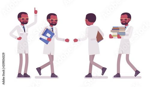 Male black scientist walking