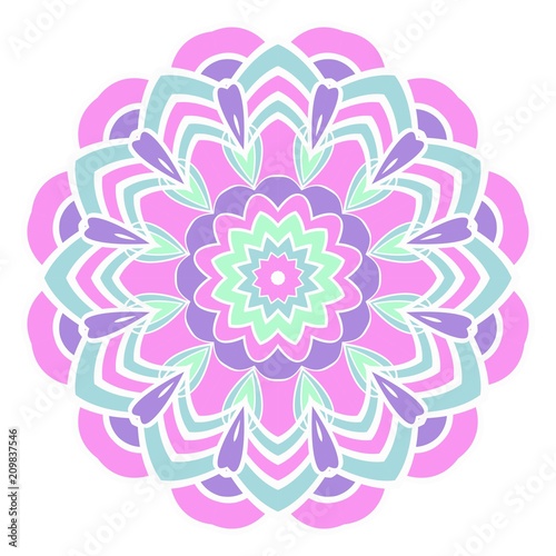 Ornamental circle pattern. Flower Mandala. Great vintage decorative elements. Hand drawn colorful vector background. for design.
