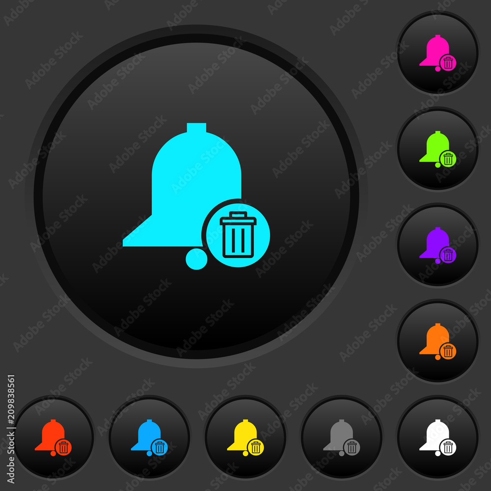 Delete reminder dark push buttons with color icons Delete reminder dark push buttons with color icons