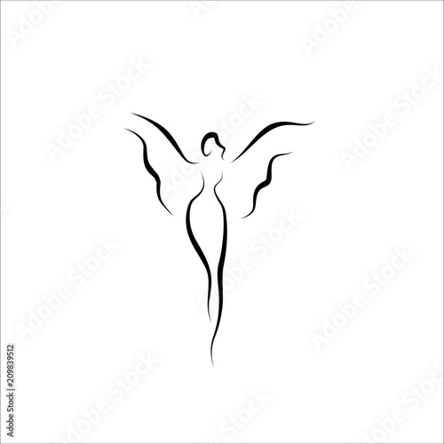 angel woman line illustration vector