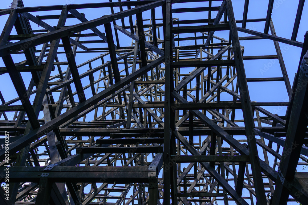 Abstract wooden Construction of art object in nikola lenivec park architectural background Abstract wooden Construction of art object in nikola lenivec park architectural background