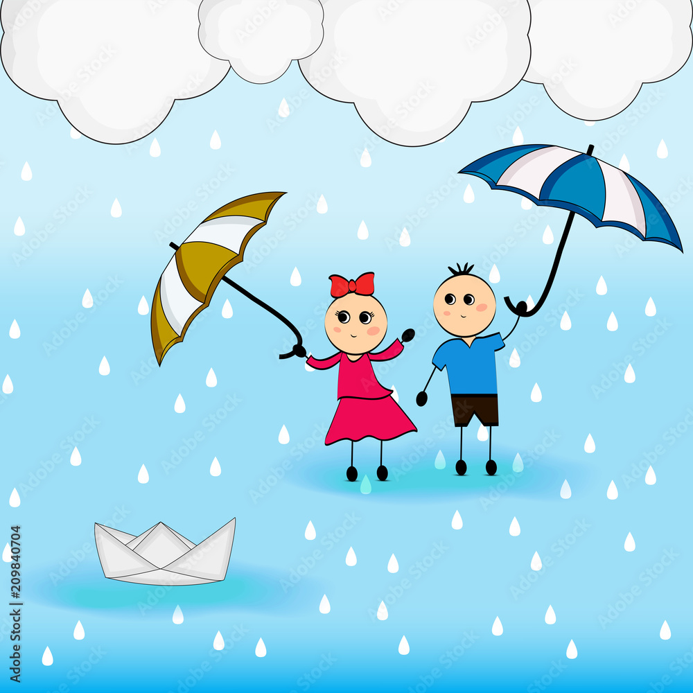 Illustration of Monsoon season background Illustration of Monsoon season background